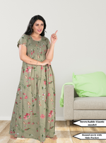 MANGAI Premium RAYON Smocking Nighty | Beautiful Pleated Design | Side Pocket | Stylish Nighty for Trendy Women's | Your Perfect Nightwear Collection's (RYS)