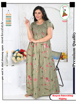 MANGAI Premium RAYON Smocking Nighty | Beautiful Pleated Design | Side Pocket | Stylish Nighty for Trendy Women's | Your Perfect Nightwear Collection's (RYS)