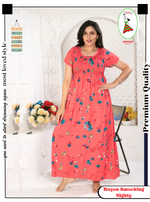 MANGAI Premium RAYON Smocking Nighty | Beautiful Pleated Design | Side Pocket | Stylish Nighty for Trendy Women's | Your Perfect Nightwear Collection's (RYS)