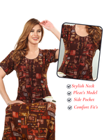 Alpine KURTI Style Nighties| Beautiful Stylish KURTI Model | Half Sleeve | Without Zipper | Stylish Thread Tied Front Closed Type | Fresh Collection's for Stylish Women's (AK-H)