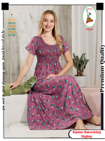 ALPINE Smocking Nighty | Beautiful Pleated Design | Side Pocket | Stylish Nighty for Trendy Women's | Your Perfect Nightwear Collection's (ALS)