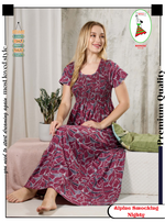 ALPINE Smocking Nighty | Beautiful Pleated Design | Side Pocket | Stylish Nighty for Trendy Women's | Your Perfect Nightwear Collection's (ALS)