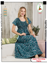 ALPINE Smocking Nighty | Beautiful Pleated Design | Side Pocket | Stylish Nighty for Trendy Women's | Your Perfect Nightwear Collection's (ALS)