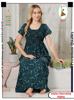 ALPINE Smocking Nighty | Beautiful Pleated Design | Side Pocket | Stylish Nighty for Trendy Women's | Your Perfect Nightwear Collection's (ALS)