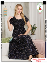 ALPINE Smocking Nighty | Beautiful Pleated Design | Side Pocket | Stylish Nighty for Trendy Women's | Your Perfect Nightwear Collection's (ALS)