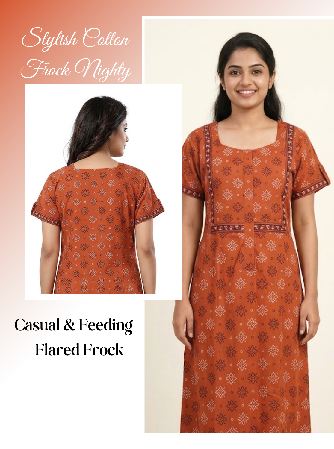Cotton FROCK Model Casual Wear Nighties | Stylish Pleated Frock Style | Multipurpose Nighties | Pregnancy Wear | Pleated Model | Stylish Nighties for Stylish Women (PWC)