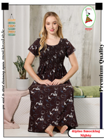 ALPINE Smocking Nighty | Beautiful Pleated Design | Side Pocket | Stylish Nighty for Trendy Women's | Your Perfect Nightwear Collection's (ALS)