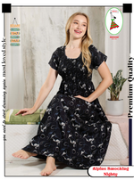 ALPINE Smocking Nighty | Beautiful Pleated Design | Side Pocket | Stylish Nighty for Trendy Women's | Your Perfect Nightwear Collection's (ALS)