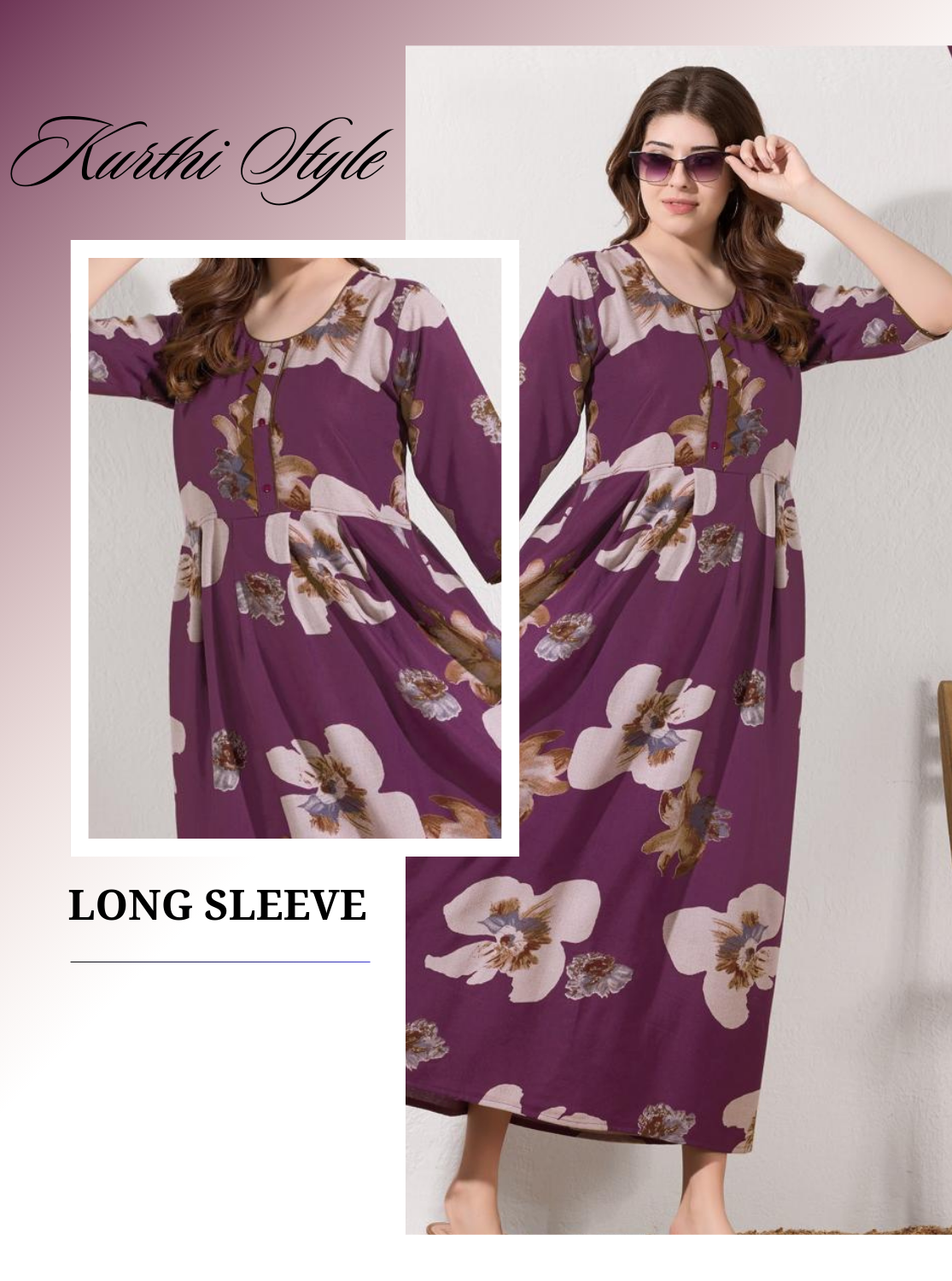 Alpine KURTI Style | Beautiful Stylish KURTI Model | Long 3/4 Sleeve & Side Pocket | Fresh Collection's for Stylish Women's (AK-3/4)