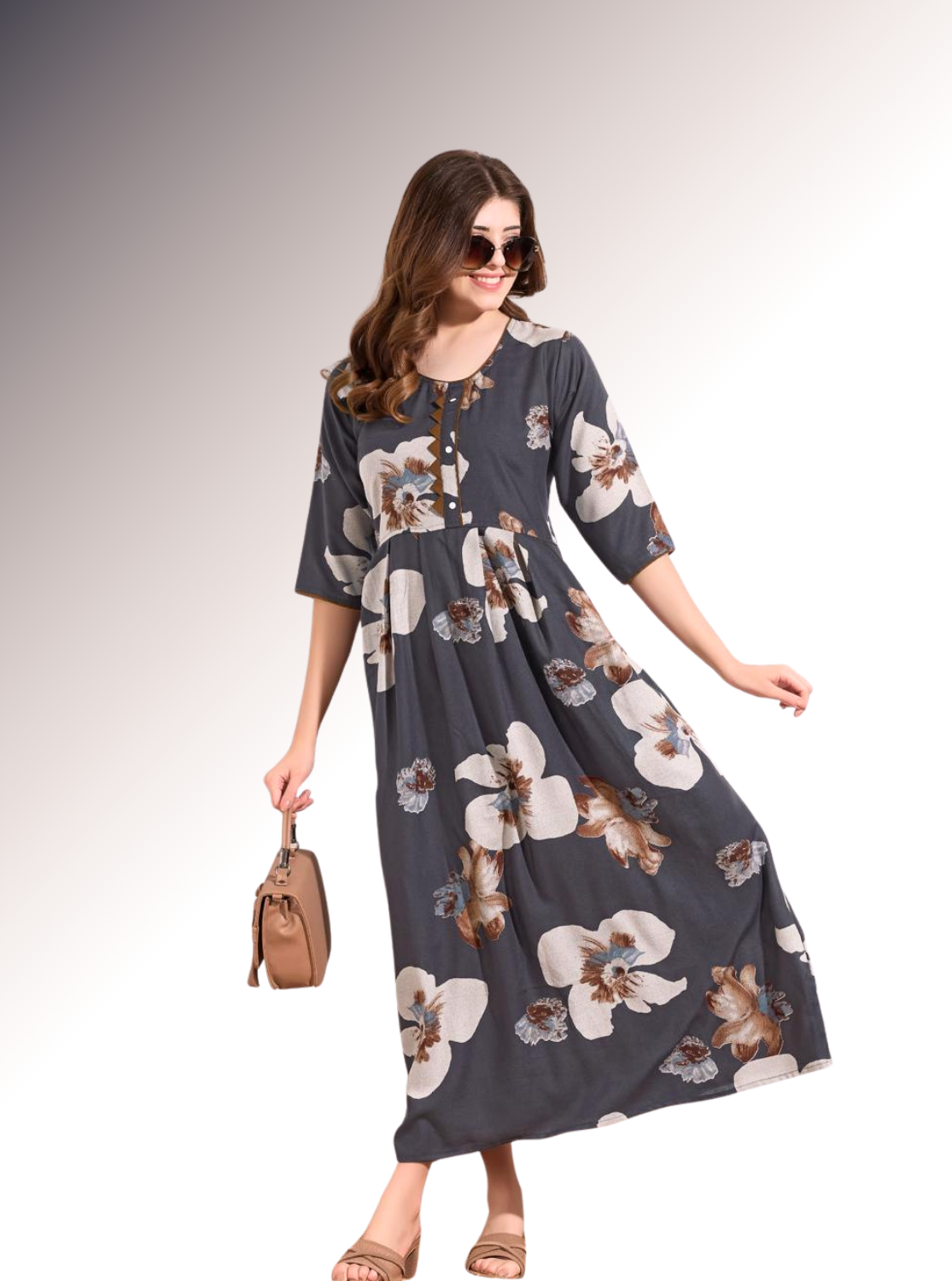 Alpine KURTI Style | Beautiful Stylish KURTI Model | Long 3/4 Sleeve & Side Pocket | Fresh Collection's for Stylish Women's (AK-3/4)