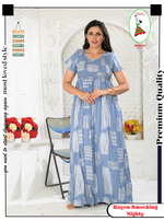 MANGAI Premium RAYON Smocking Nighty | Beautiful Pleated Design | Side Pocket | Stylish Nighty for Trendy Women's | Your Perfect Nightwear Collection's (RYS)