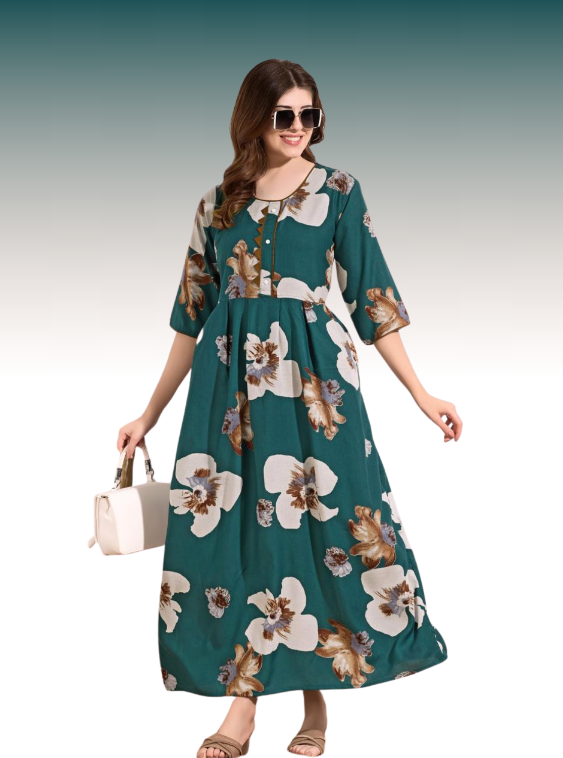 Alpine KURTI Style | Beautiful Stylish KURTI Model | Long 3/4 Sleeve & Side Pocket | Fresh Collection's for Stylish Women's (AK-3/4)