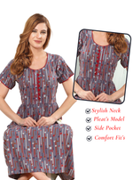 Alpine KURTI Style Nighties| Beautiful Stylish KURTI Model | Half Sleeve | Without Zipper | Stylish Thread Tied Front Closed Type | Fresh Collection's for Stylish Women's (AK-H)