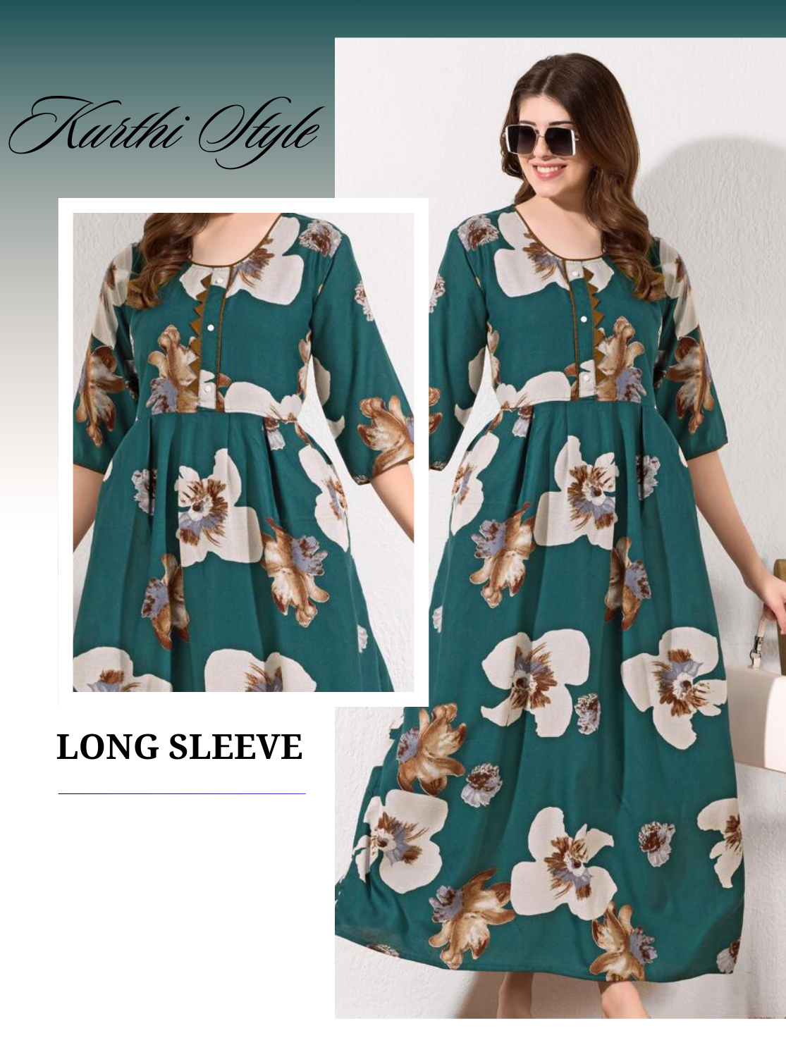 Alpine KURTI Style | Beautiful Stylish KURTI Model | Long 3/4 Sleeve & Side Pocket | Fresh Collection's for Stylish Women's (AK-3/4)