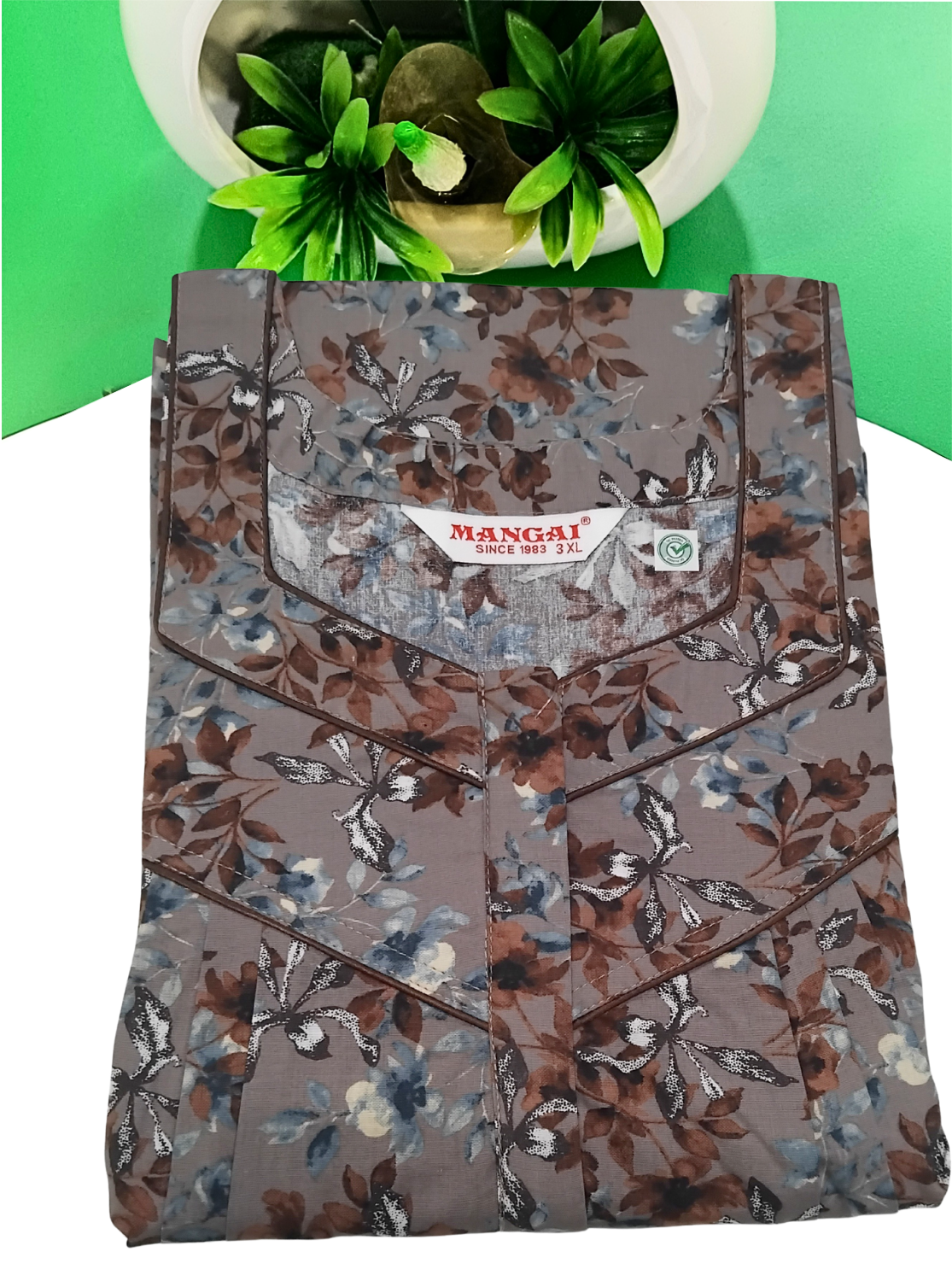 MANGAI Cotton Straight Zip Feeding Nighty |Post Pregnancy | Comfort and Style | Pleated Model | Soft Cotton Feeding Nighties (STF)