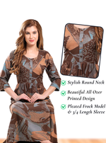 Latest Arrivals ONLY MINE Premium Rayon FROCK Model Pleated Nighties - Style 3/4 Length Sleeve | Soft & Smooth Cloths | Stylish Look | Perfect Nightdress for Trendy Women's (RCP)