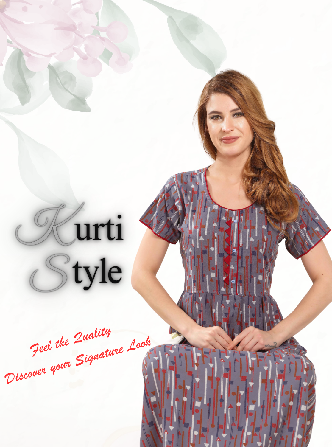 Alpine KURTI Style Nighties| Beautiful Stylish KURTI Model | Half Sleeve | Without Zipper | Stylish Thread Tied Front Closed Type | Fresh Collection's for Stylish Women's (AK-H)