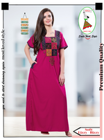 MANGAI Premium KARACHI Embroidery Nighties | Beautiful Embroidery Design's | Branded Quality | Half Sleeve | Regular Model | Stylish Nightdress for Women (KEM)