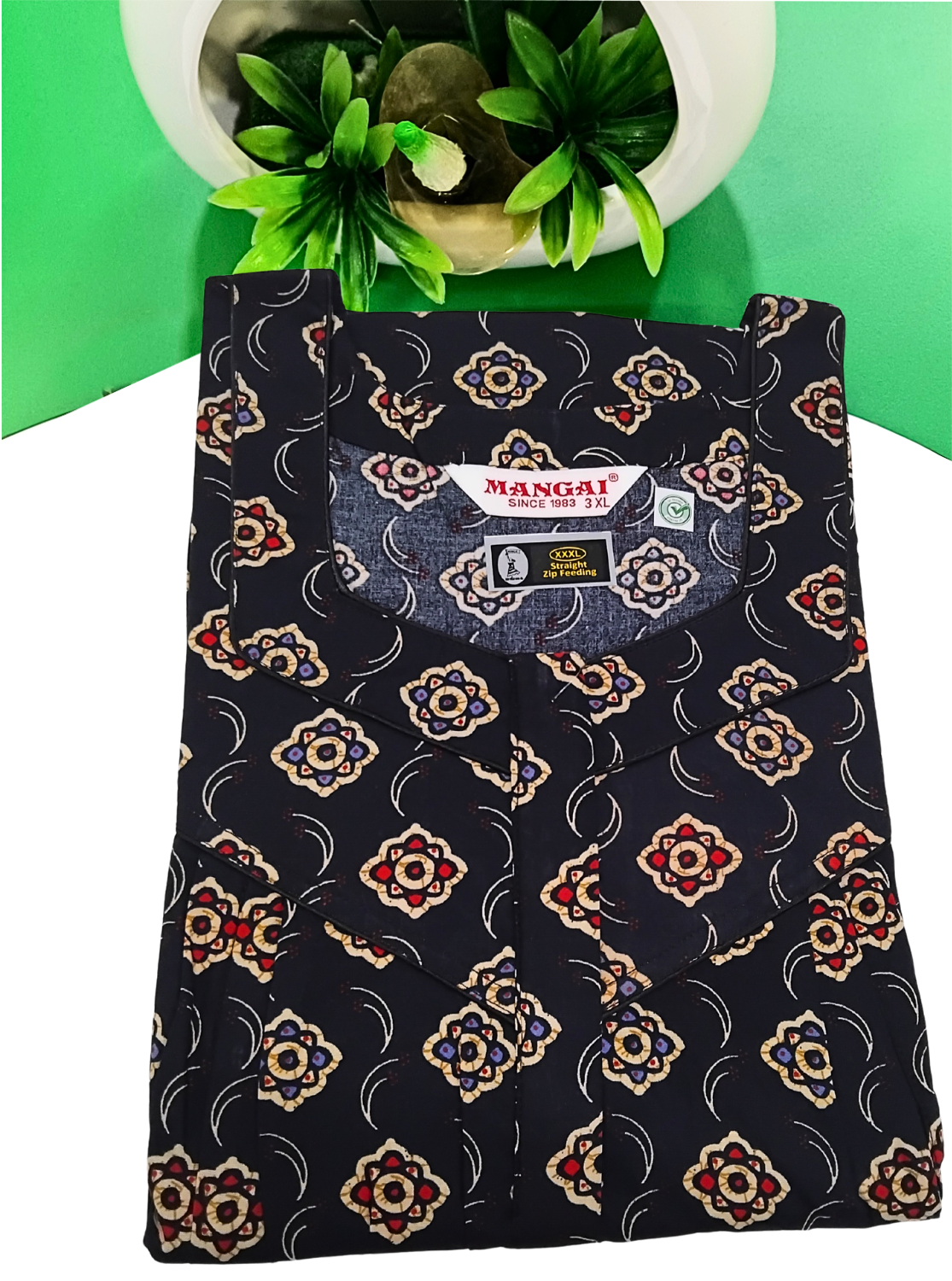 MANGAI Cotton Straight Zip Feeding Nighty |Post Pregnancy | Comfort and Style | Pleated Model | Soft Cotton Feeding Nighties (STF)