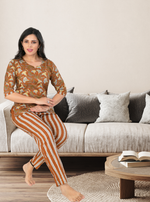 MANGAI Premium Cotton Printed Night Suits | Stylish Print's All Over | Top & Bottom Set | 3/4 Sleeve | Trendy Night Suits for Stylish Women's (CNS)
