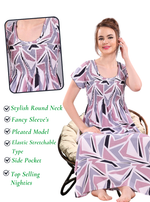 Stylish RAYON Smocking Nighty | Beautiful Pleated Design | Side Pocket | Stylish Nighty for Trendy Women's | Your Perfect Nightwear Collection's (RYS)