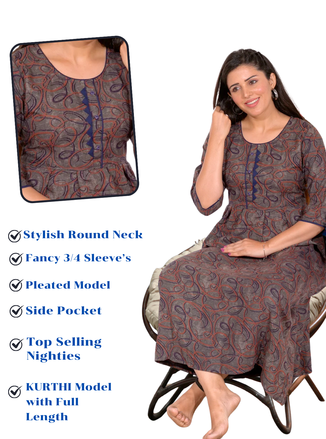 Buy Kurti Model Nighties Online