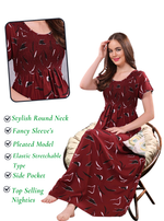 Stylish RAYON Smocking Nighty | Beautiful Pleated Design | Side Pocket | Stylish Nighty for Trendy Women's | Your Perfect Nightwear Collection's (RYS)