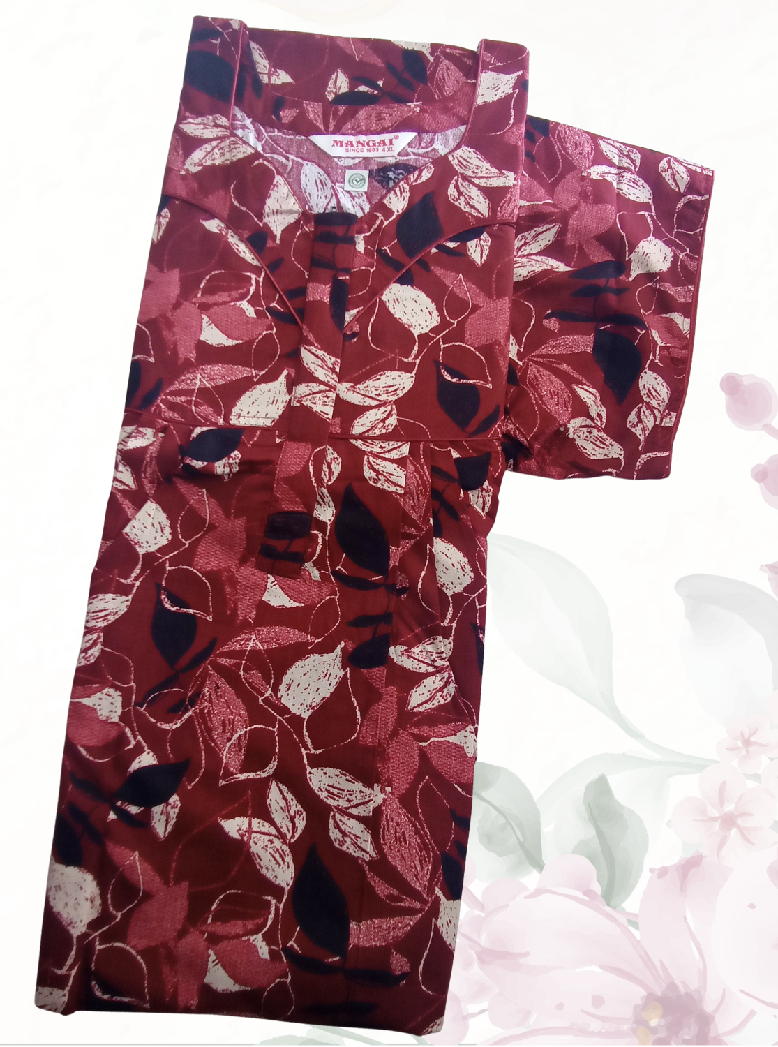 MANGAI Premium Cotton Printed Pleated Model Half Sleeve 4XL Size Nighties - Fancy Neck | With Side Pocket |Shrinkage Free Nighties | Trendy Collection's for Stylish Women's (4PZ)