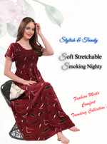 Stylish RAYON Smocking Nighty | Beautiful Pleated Design | Side Pocket | Stylish Nighty for Trendy Women's | Your Perfect Nightwear Collection's (RYS)