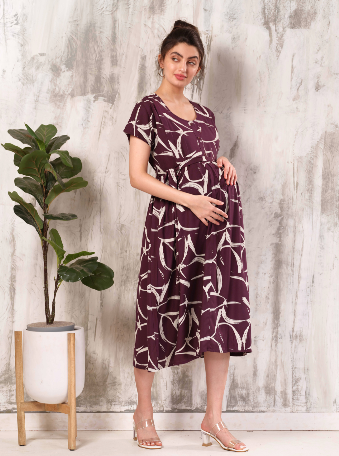 Casual Floral Maternity Maxi Maternity Dress Casual Sheer Dress