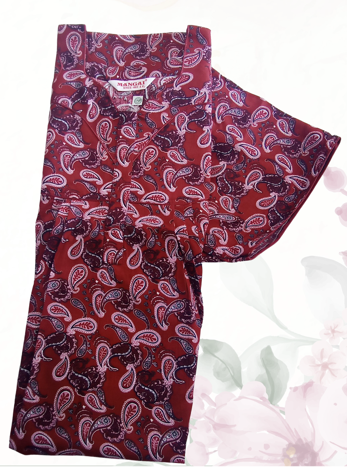 MANGAI Premium Cotton Printed Pleated Model Half Sleeve 4XL Size Nighties - Fancy Neck | With Side Pocket |Shrinkage Free Nighties | Trendy Collection's for Stylish Women's (4PZ)