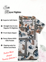 MANGAI Premium RAYON Printed Nighties- All Over Printed Stylish Nightwear for Stylish Women | Updated Design's (LDM)