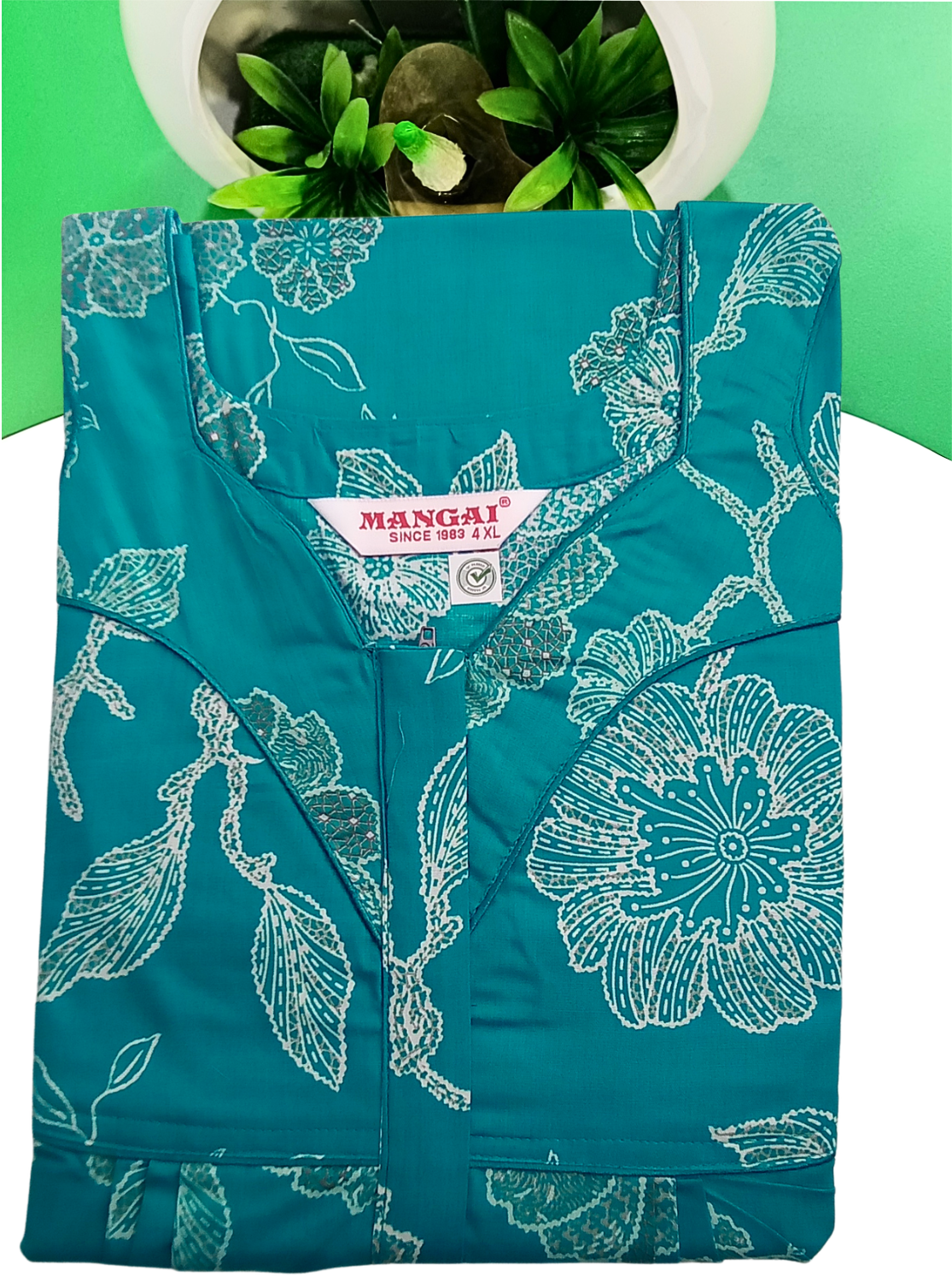 MANGAI Premium Cotton Printed Pleated Model Half Sleeve 4XL Size Nighties - Fancy Neck | With Side Pocket |Shrinkage Free Nighties | Trendy Collection's for Stylish Women's (4PZ)