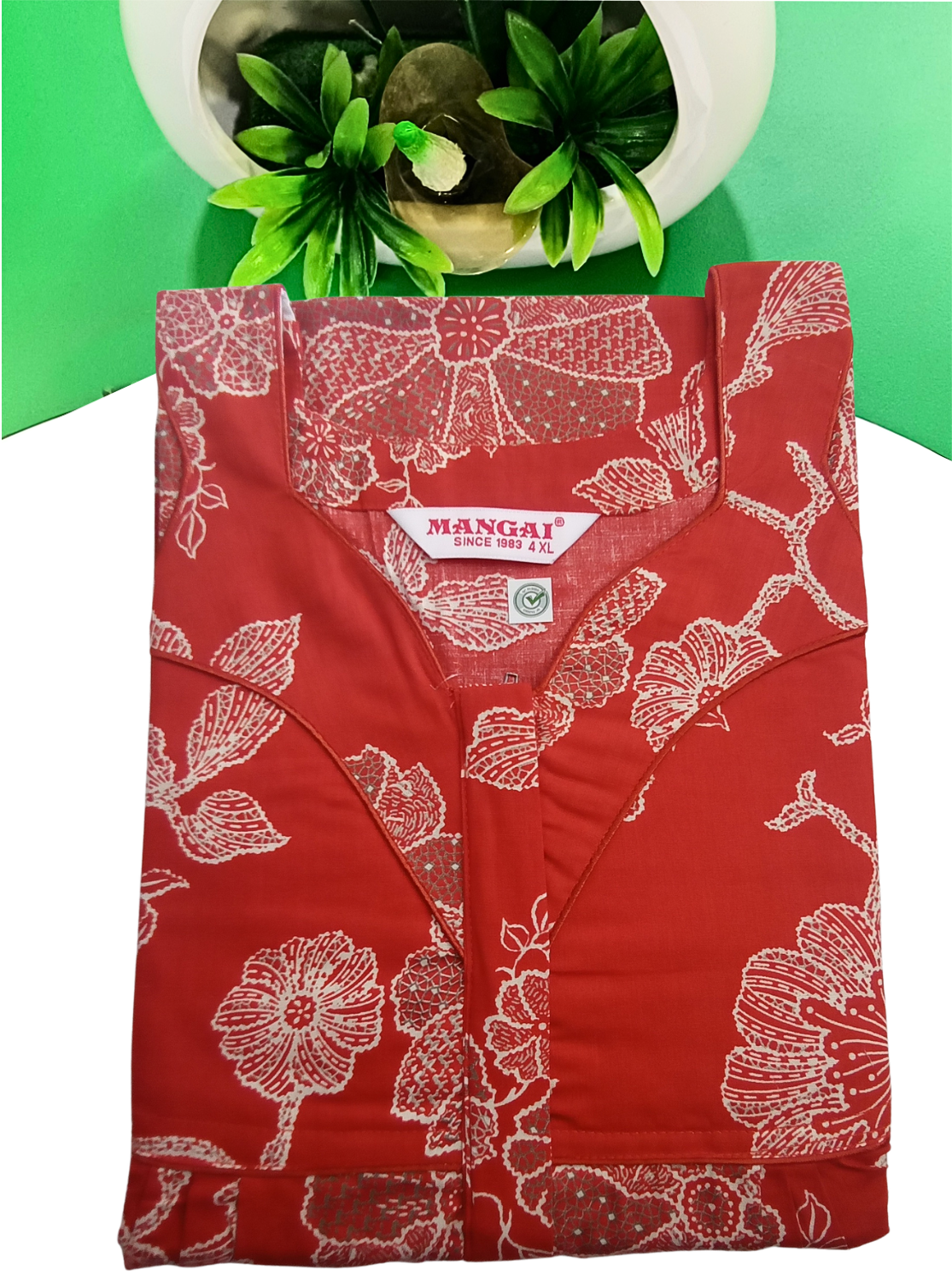 MANGAI Premium Cotton Printed Pleated Model Half Sleeve 4XL Size Nighties - Fancy Neck | With Side Pocket |Shrinkage Free Nighties | Trendy Collection's for Stylish Women's (4PZ)