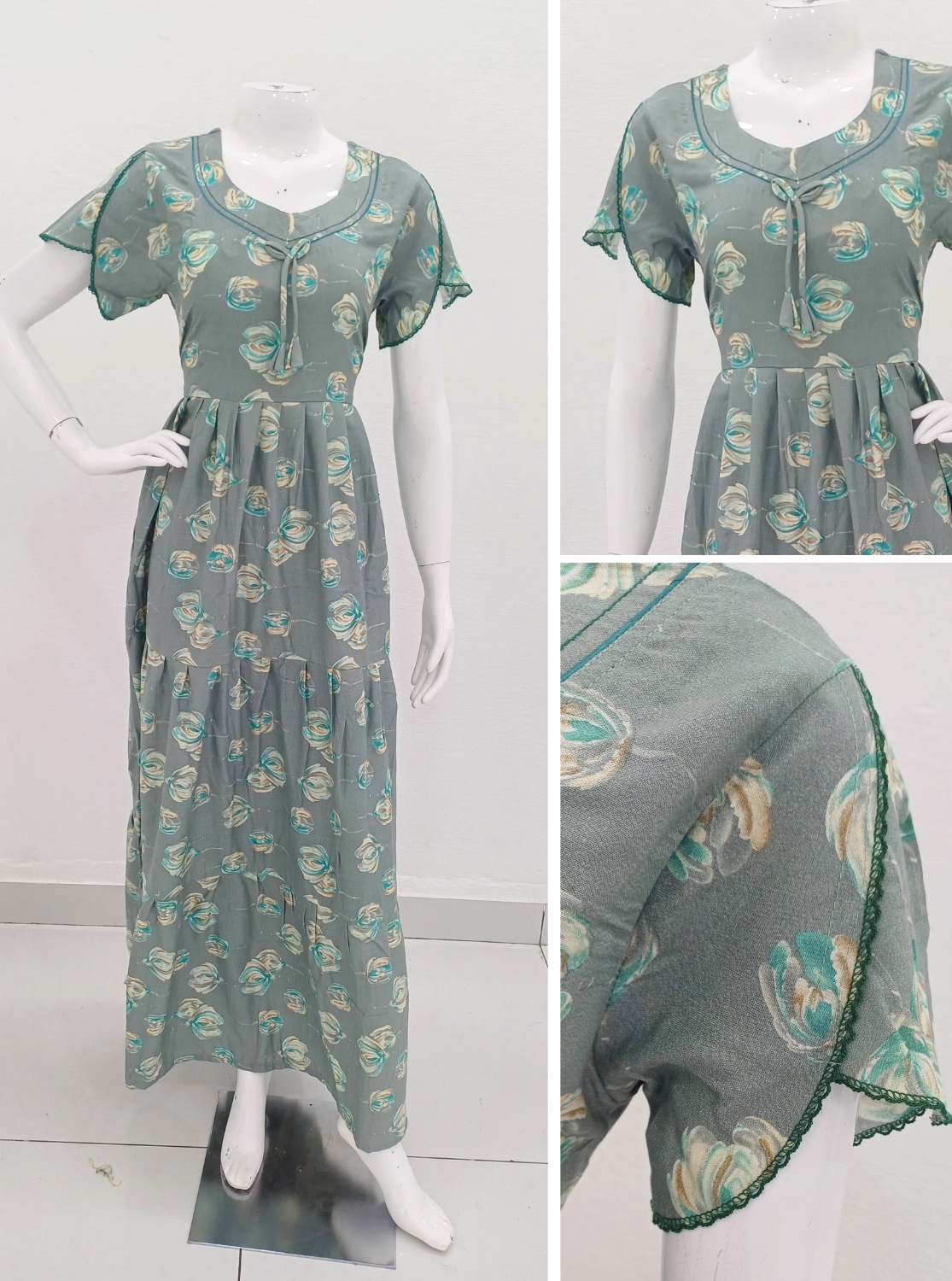 Stylish Arrivals NewFULL FROCK Model Nighties| Fancy Sleeves & Neck Pattern| Side Pocket with Back Tie Rope | Perfect Nightwear Trendy Women's (AFK)