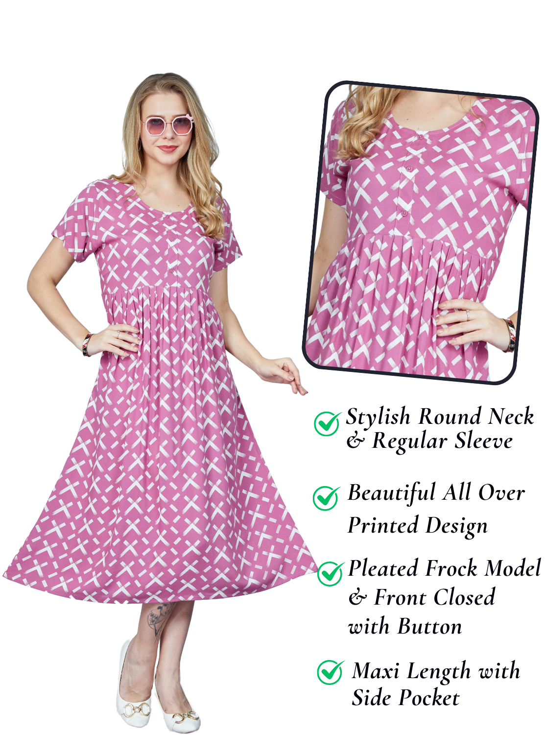 Rayon MAXI Length FROCK Model Nighties