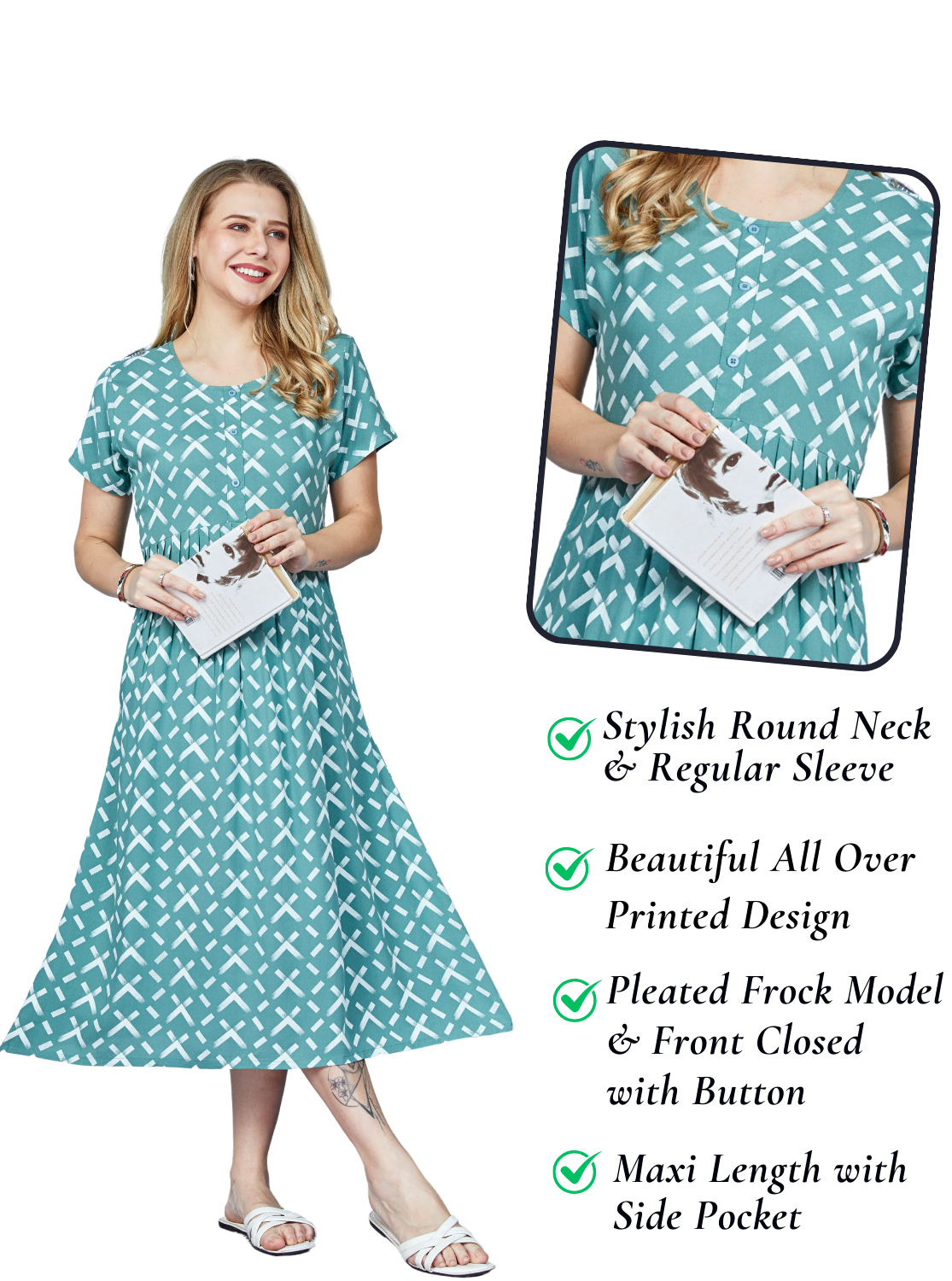 Rayon MAXI Length FROCK Model Nighties