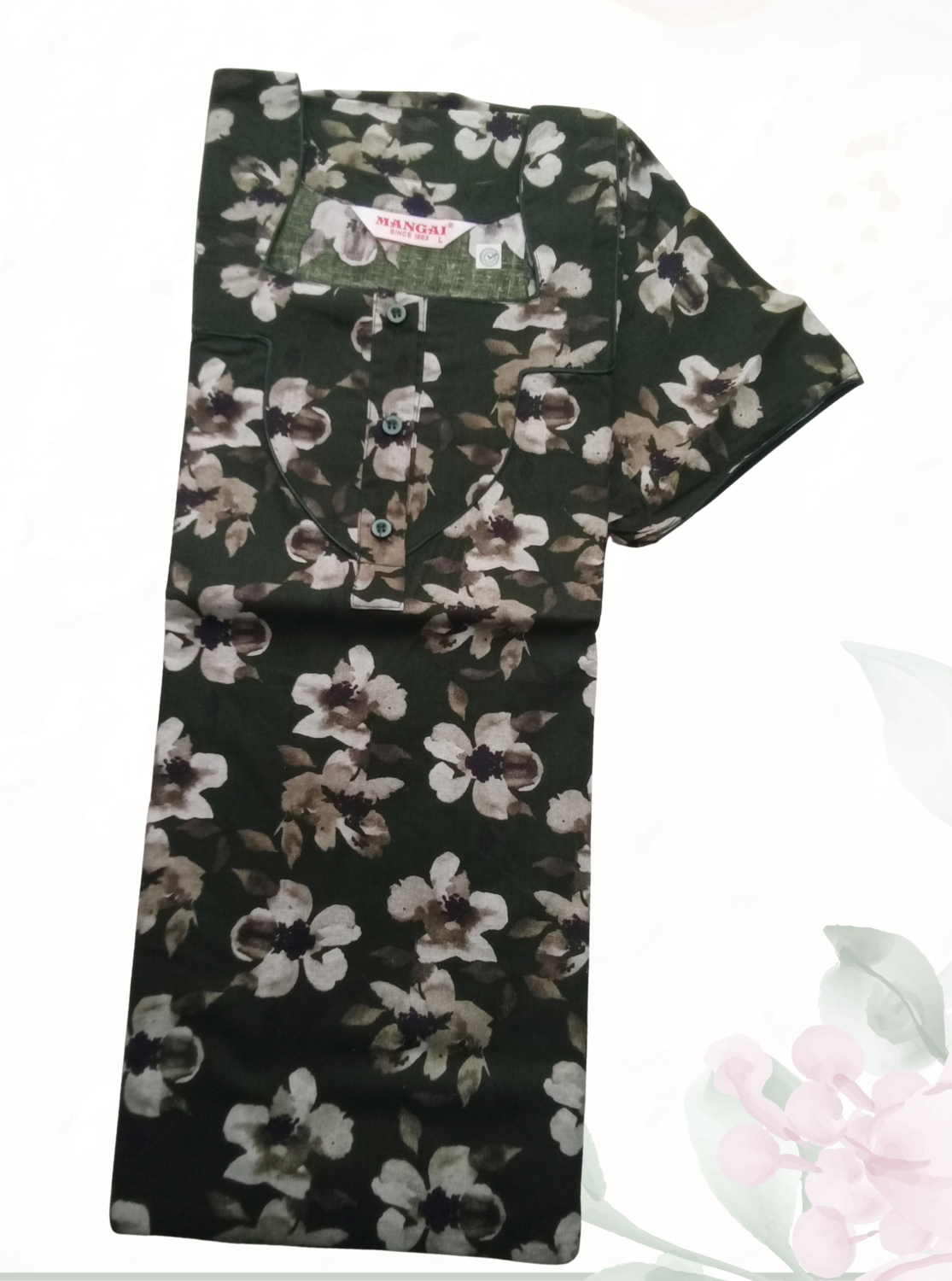 MANGAI New Regular Fit Cotton Printed Nighties - All Over Printed Stylish Nightwear for Stylish Women | Side Cut Pocket | Beautiful Nighties for Stylish Women's | Colourful Printed Cotton Nighties (ATR)