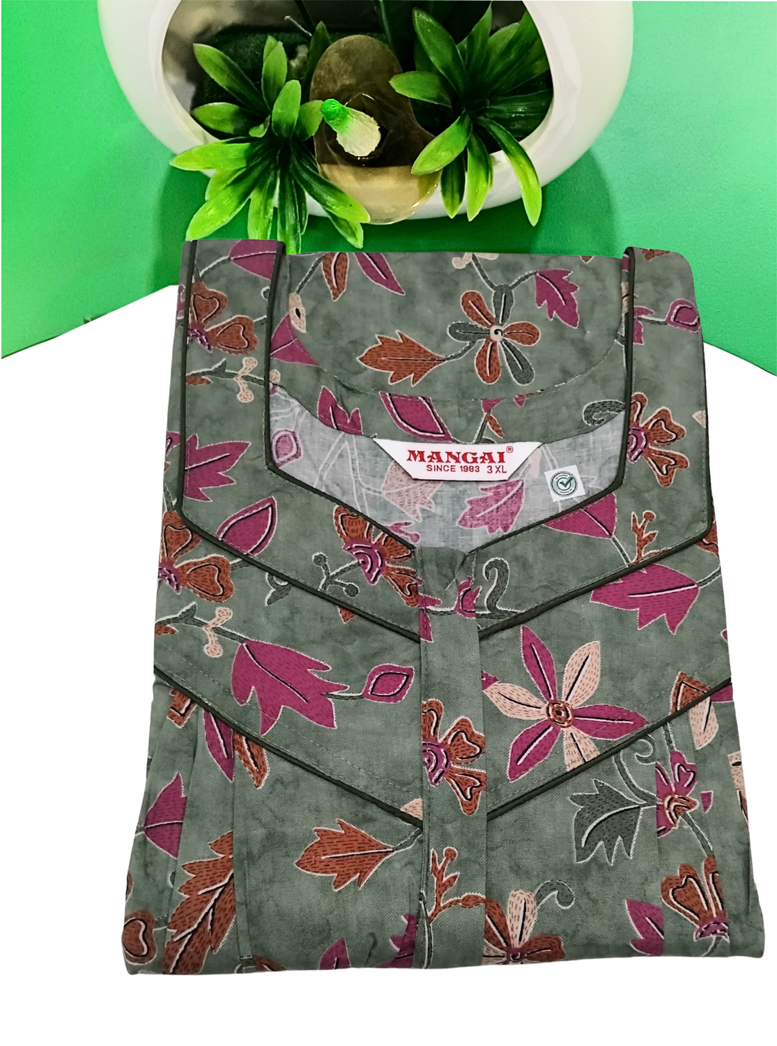 MANGAI Cotton Straight Zip Feeding Nighty |Post Pregnancy | Comfort and Style | Pleated Model | Soft Cotton Feeding Nighties (STF)