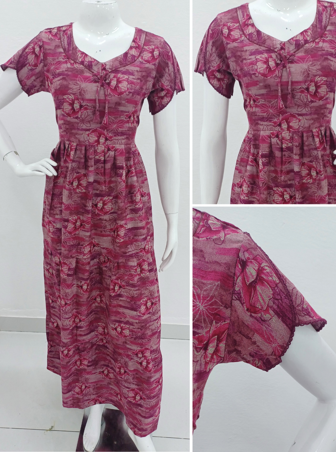 New Arrivals FULL FROCK Model Nighties| Fancy Sleeves & Neck Pattern| Side Pocket with Back Tie Rope | Perfect Nightwear Trendy Women's (FRK)