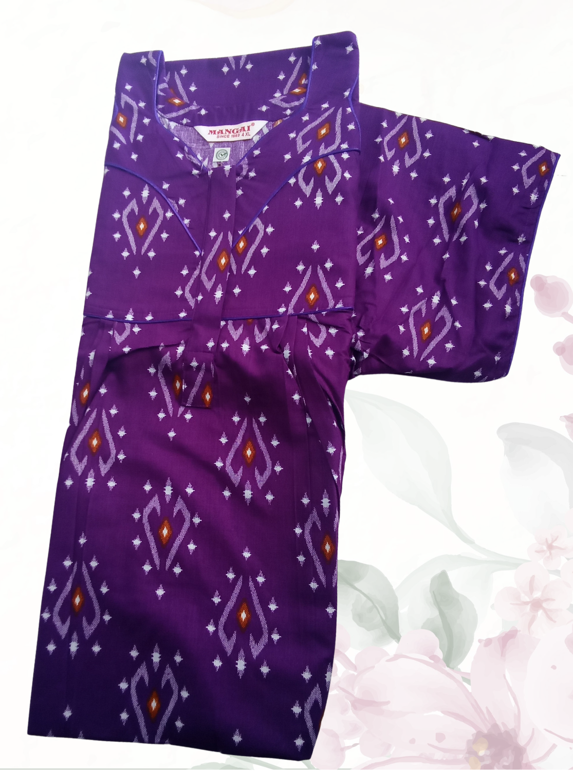 MANGAI Premium Cotton Printed Pleated Model Half Sleeve 4XL Size Nighties - Fancy Neck | With Side Pocket |Shrinkage Free Nighties | Trendy Collection's for Stylish Women's (4PZ)