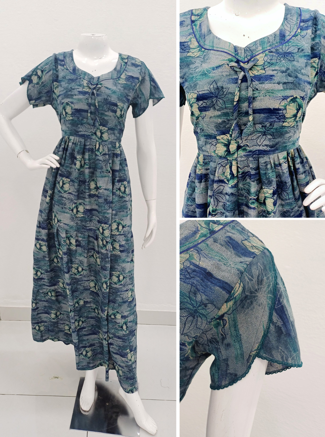 New Arrivals FULL FROCK Model Nighties| Fancy Sleeves & Neck Pattern| Side Pocket with Back Tie Rope | Perfect Nightwear Trendy Women's (FRK)