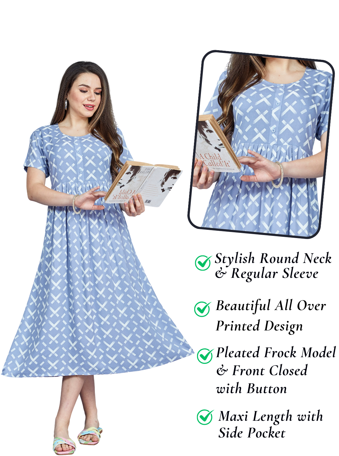 Rayon MAXI Length FROCK Model Nighties