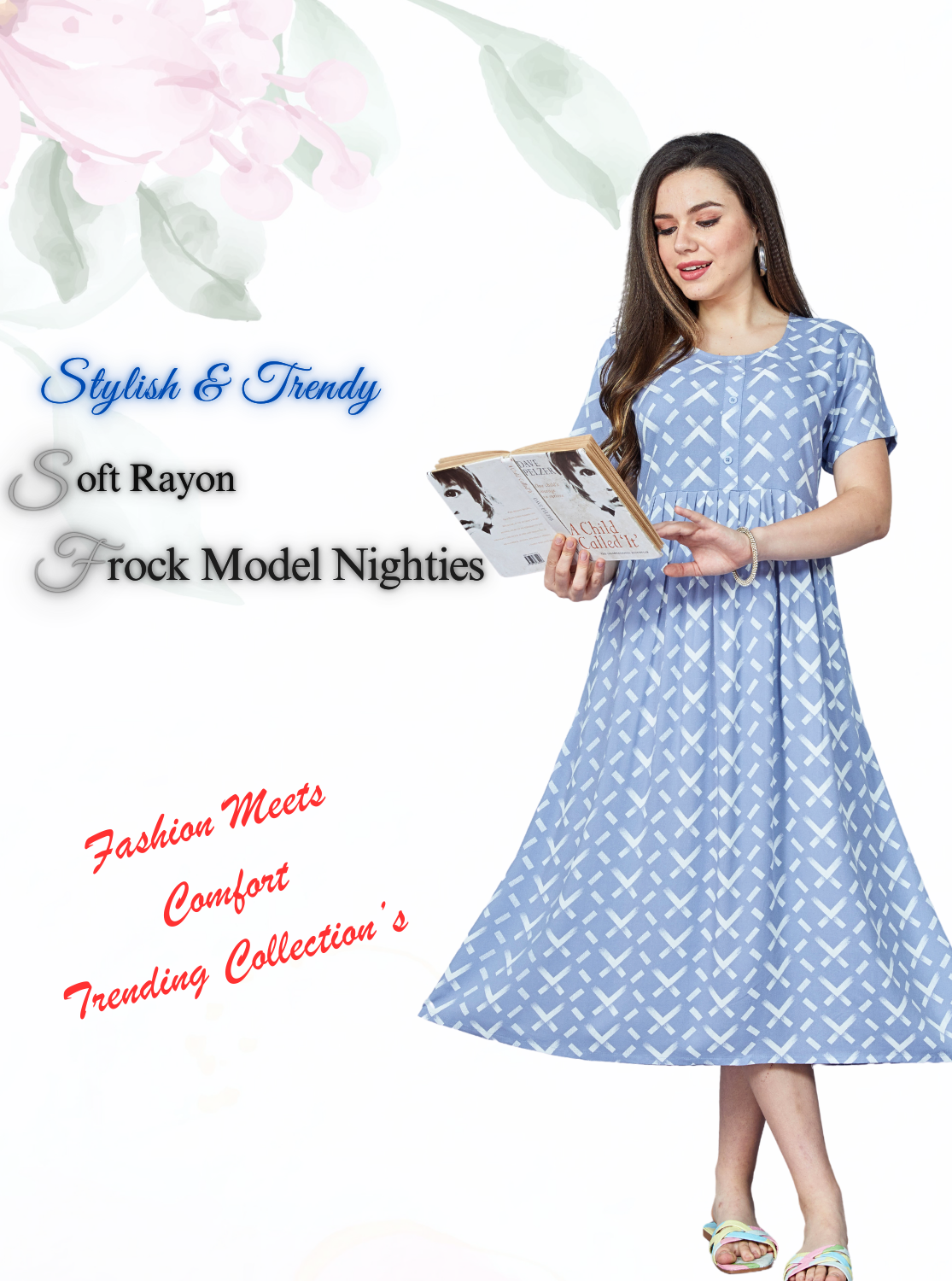 Rayon MAXI Length FROCK Model Nighties