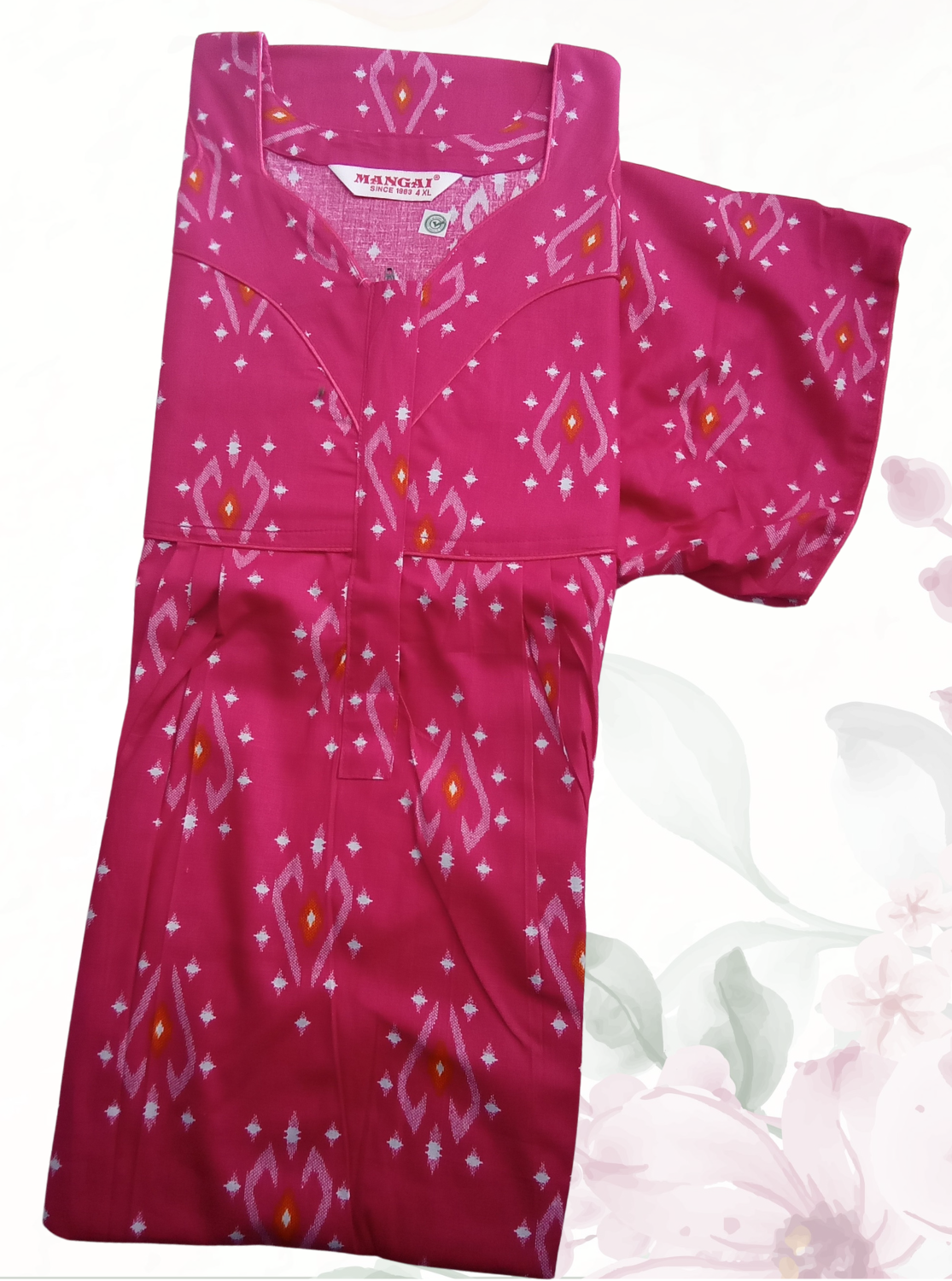 MANGAI Premium Cotton Printed Pleated Model Half Sleeve 4XL Size Nighties - Fancy Neck | With Side Pocket |Shrinkage Free Nighties | Trendy Collection's for Stylish Women's (4PZ)