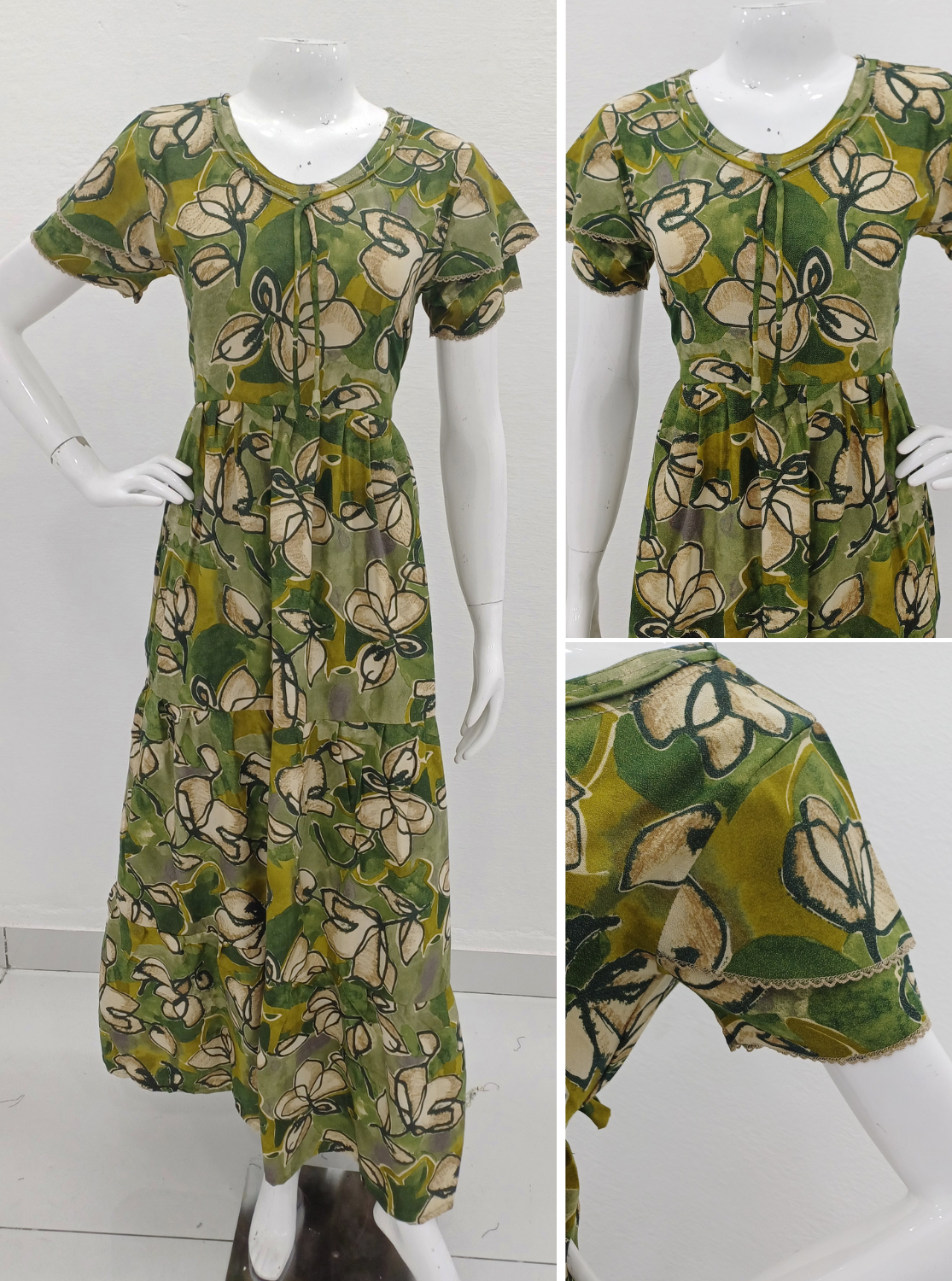 Stylish new FULL FROCK Model Nighties| Fancy Sleeves & Neck Pattern| Side Pocket with Back Tie Rope | Perfect Nightwear Trendy Women's (FRK)