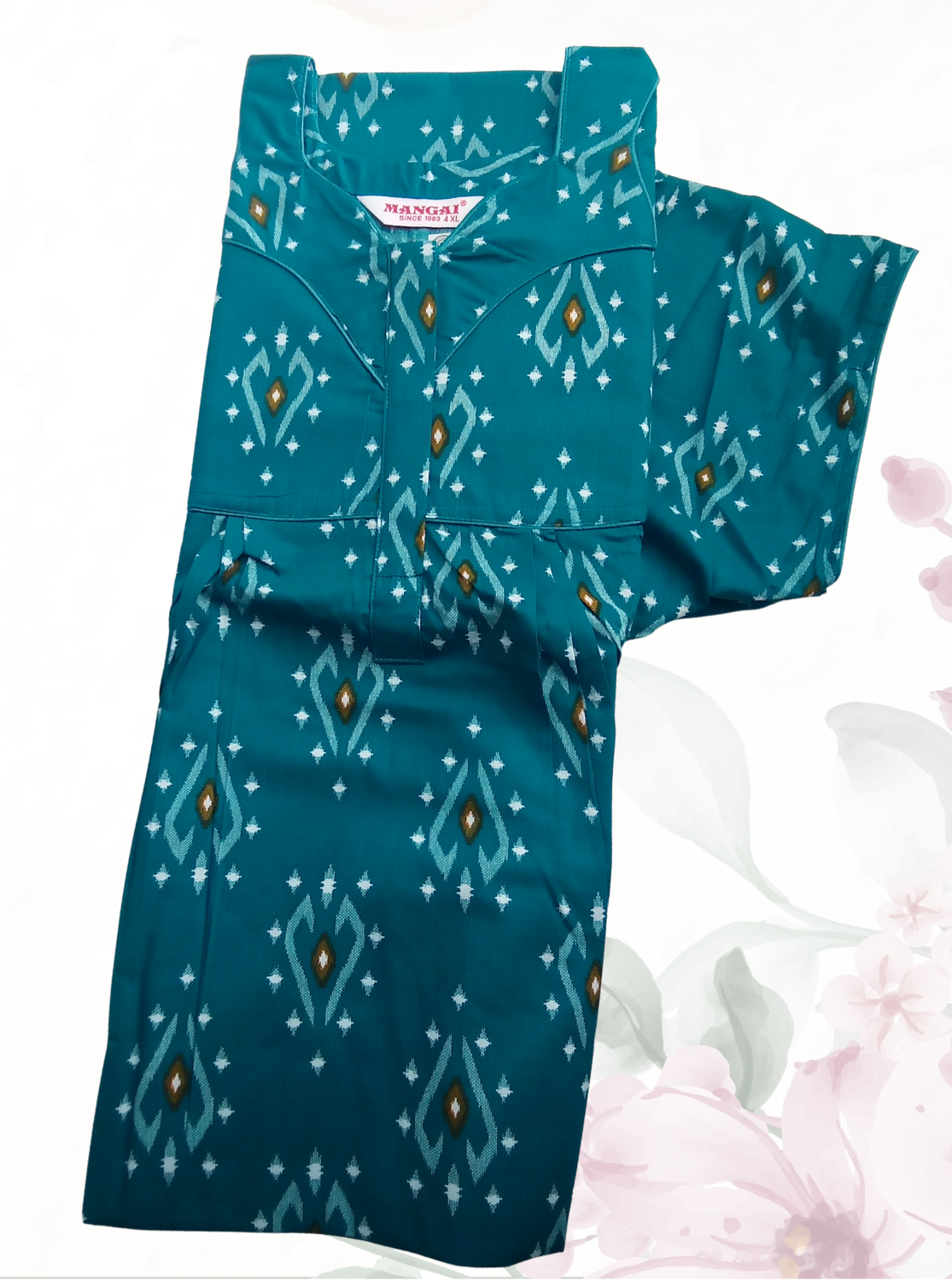 MANGAI Premium Cotton Printed Pleated Model Half Sleeve 4XL Size Nighties - Fancy Neck | With Side Pocket |Shrinkage Free Nighties | Trendy Collection's for Stylish Women's (4PZ)