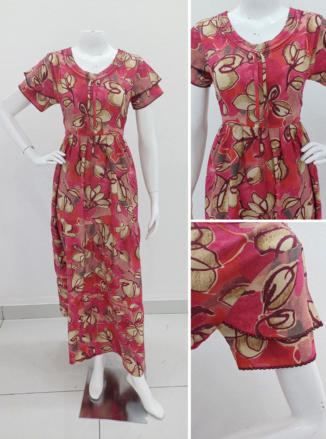 Stylish new FULL FROCK Model Nighties| Fancy Sleeves & Neck Pattern| Side Pocket with Back Tie Rope | Perfect Nightwear Trendy Women's (FRK)