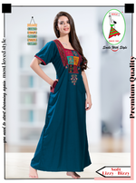 MANGAI Premium KARACHI Embroidery Nighties | Beautiful Embroidery Design's | Branded Quality | Half Sleeve | Regular Model | Stylish Nightdress for Women (KEM)