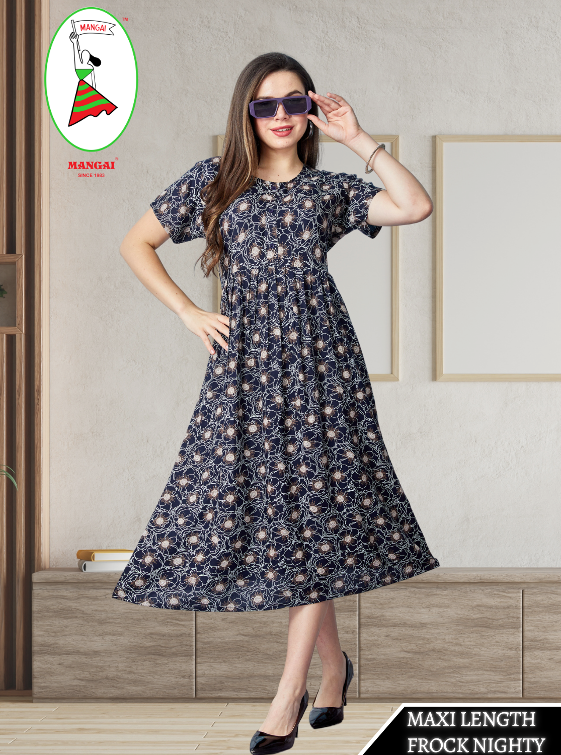 Rayon Gathering Frock Model Night Gown